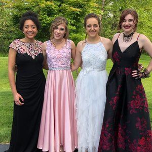 XSCAPE Gown with Embroidered & Sparkly Neckline